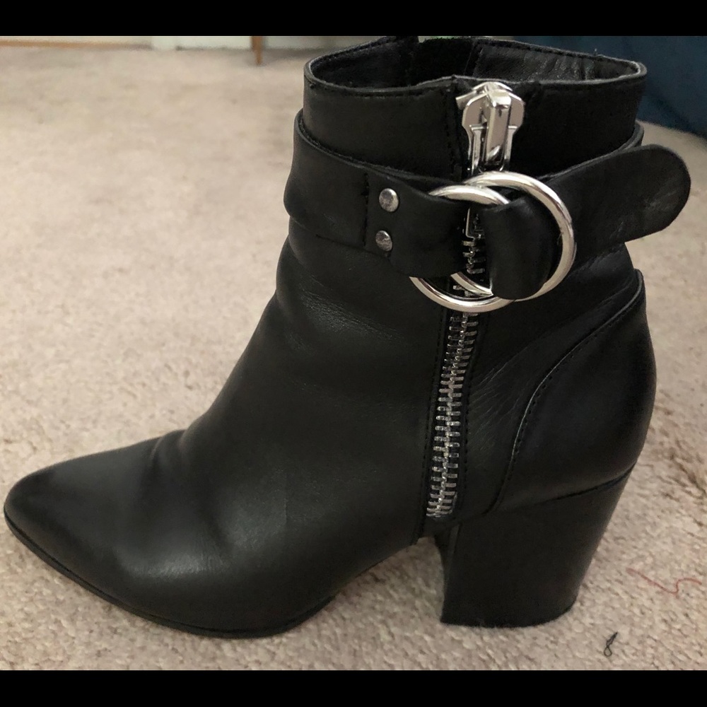 Steve Madden Black Chunky Heeled Ankle Boots